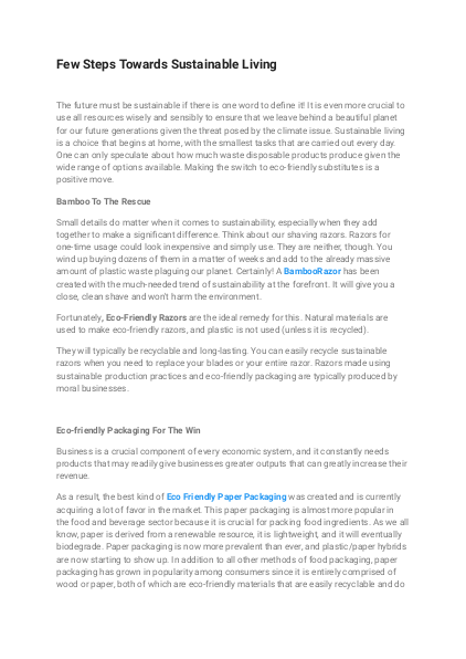 Few Steps Towards Sustainable Living | edocr