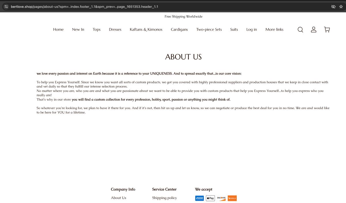 Bertlove Shop - Check If It Is Scam Or Genuine