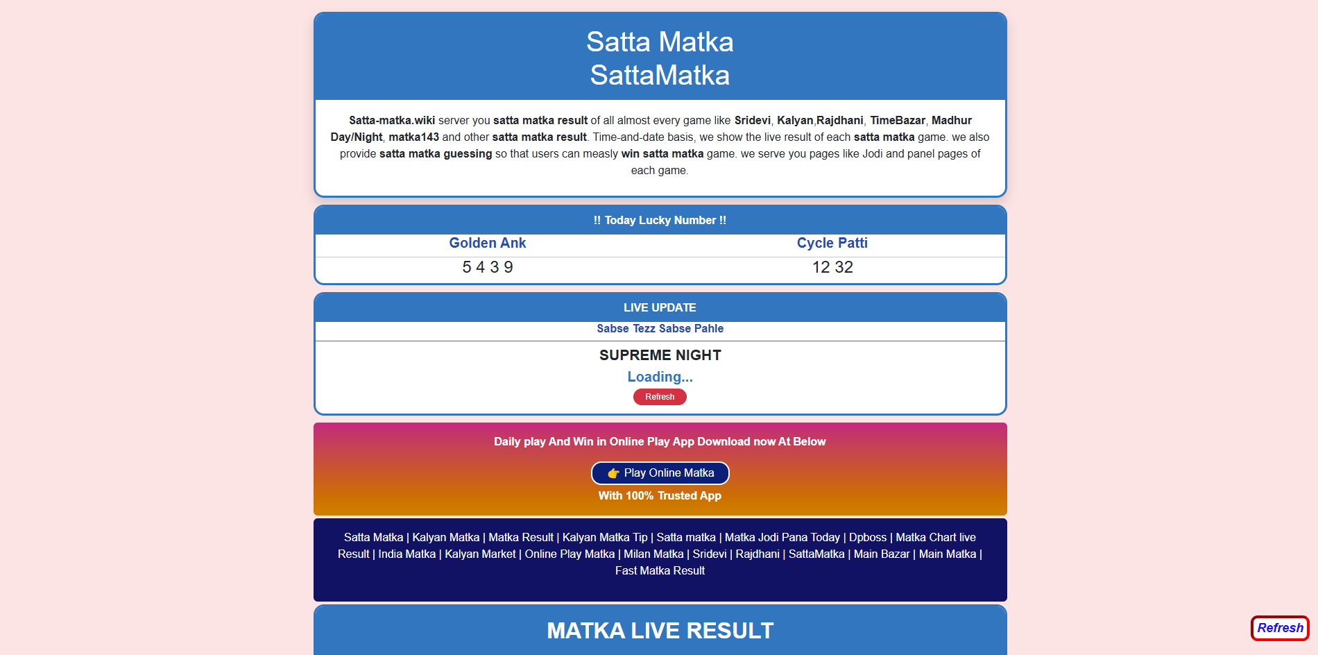 Supreme Night Jodi Chart | Supreme Night Jodi | Supreme Night Result