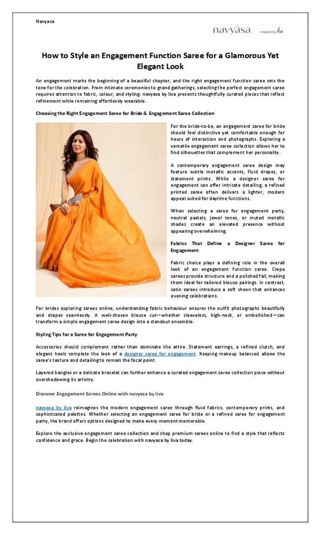 How to Style an Engagement Function Saree for a Glamorous Yet Elegant Look | PDF Host